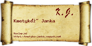 Kmetykó Janka névjegykártya